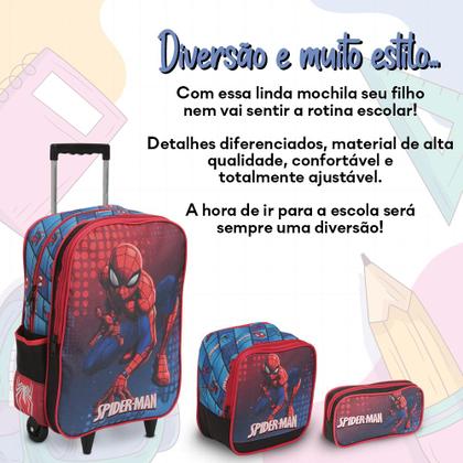 Imagem de Kit Mochila Escolar Bolsa Masculina Spider Man Carrinho