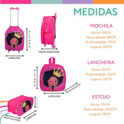 Imagem de Kit mochila escolar carrinho Negra Princesa