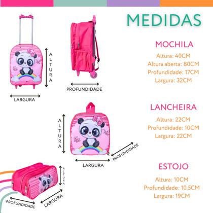 Imagem de Kit mochila escolar carrinho Panda Baby
