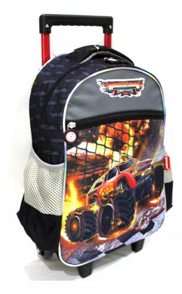 Imagem de Kit Mochila Escolar Carro Caminhonete Turbo Racer Rodinha G