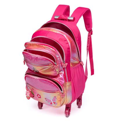 Imagem de Kit Mochila Escolar Com Estojo Lancheira Rosa Resistente