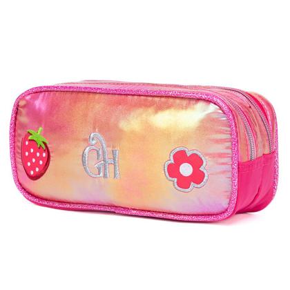 Imagem de Kit Mochila Escolar Com Estojo Lancheira Rosa Resistente