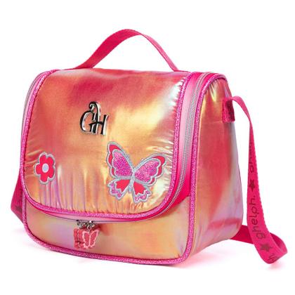 Imagem de Kit Mochila Escolar Com Estojo Lancheira Rosa Resistente