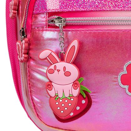 Imagem de Kit Mochila Escolar Com Estojo Lancheira Rosa Resistente