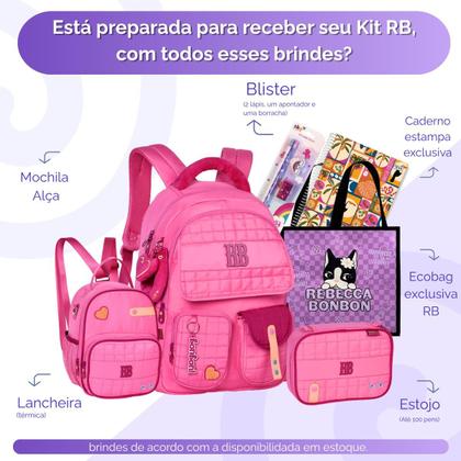 Imagem de Kit Mochila Escolar Costas Confecção Moderna Rebecca Bonbon Original 2026