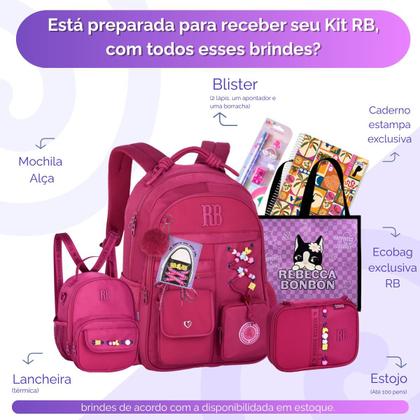 Imagem de Kit Mochila Escolar Costas Rebecca Bonbon Com Cadarço Personalizado e Diversos Bolsos Original 2026
