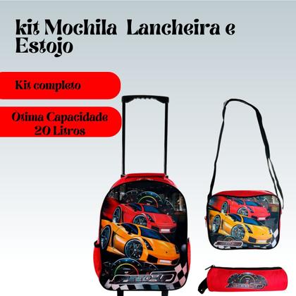 Imagem de Kit Mochila Escolar de Rodinhas Lancheira mais Estojo