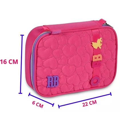 Imagem de Kit Mochila Escolar de Rodinhas Rebecca Bonbon Lancheira e Estojo RB24543 Rosa