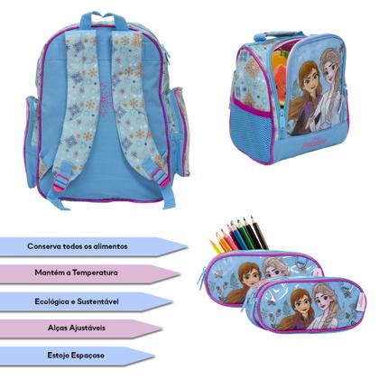 Imagem de Kit Mochila Escolar Feminina Frozen Com Lancheira Térmica