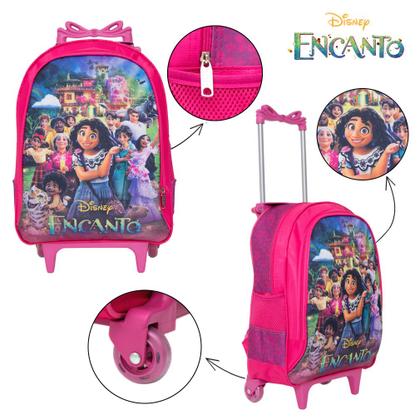 Imagem de Kit Mochila Escolar Feminina Infantil de Rodinhas Encanto