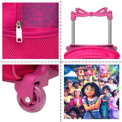 Imagem de Kit Mochila Escolar Feminina Infantil de Rodinhas Encanto