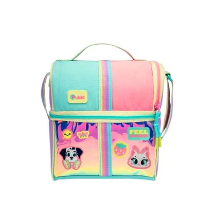 Imagem de Kit Mochila Escolar Grande Com Rodinha e Lancheira Color Block Puket