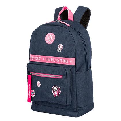 Imagem de Kit Mochila Escolar Grande Trend Estojo Sestini Azul Jeans