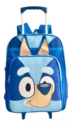 Imagem de Kit Mochila Escolar Infantil Cachorrinha Bluey Rodinhas G F5