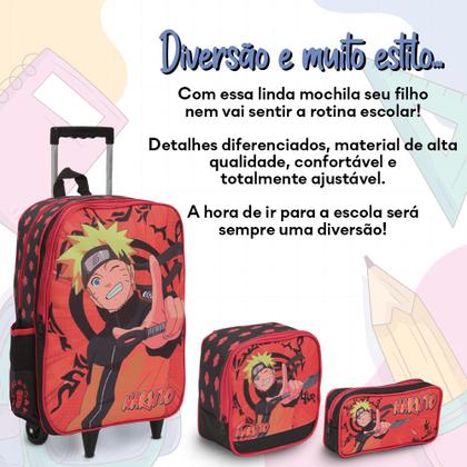 Imagem de Kit Mochila Escolar Infantil Com Rodinha Naruto Lançamento