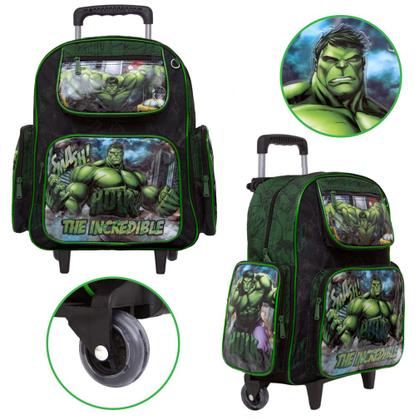 Imagem de Kit Mochila Escolar Infantil com Rodinhas Incrivel Hulk