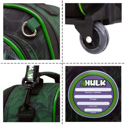 Imagem de Kit Mochila Escolar Infantil com Rodinhas Incrivel Hulk