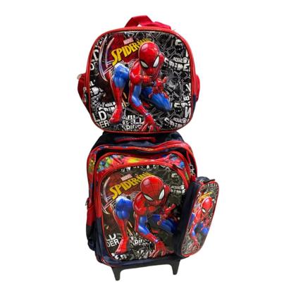 Imagem de Kit Mochila Escolar Infantil  De Rodinhas Estampada 3d Para Meninos