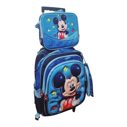 Imagem de Kit Mochila Escolar Infantil  De Rodinhas Estampada 3d Para Meninos