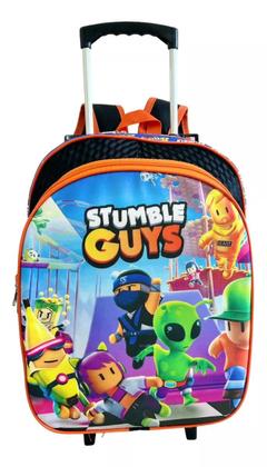 Imagem de Kit Mochila Escolar Infantil Jogo Stumble Guys Rodinhas G