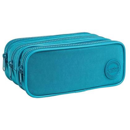 Imagem de Kit Mochila Escolar Infantil KK24M14PK e Estojo Académie Triplo Azul Turquesa - Kika