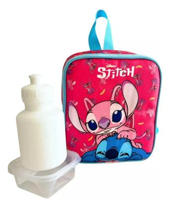 Imagem de Kit Mochila Escolar Infantil Lilo Stitch Glitter Rodinhas G