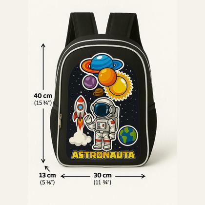 Imagem de Kit Mochila Escolar Infantil Masculina Menino + Lancheira Termica + Estojo  Astronauta