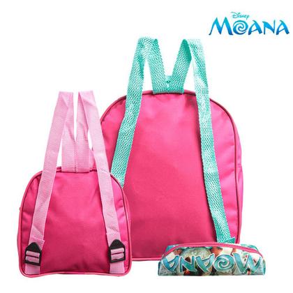 Imagem de Kit Mochila Escolar Infantil Moana e Maui Menina Rosa Costa