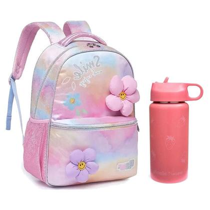 Imagem de Kit Mochila Escolar Infantil Pack Me Daisy e Garrafa de Água 97827 500ml Rosa - Pacific