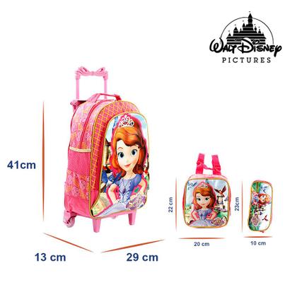 Imagem de Kit Mochila Escolar Infantil Princesinha Sofia Com Rodinha