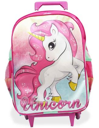 Imagem de Kit Mochila Escolar Infantil Rodinhas Unicórnio Fantasy F1