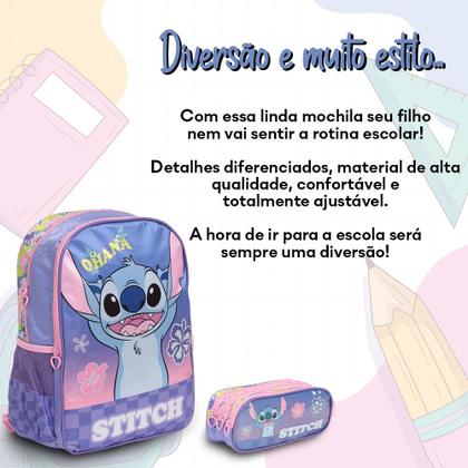Imagem de Kit Mochila Escolar Infantil Stitch Reforçada Volta As Aulas
