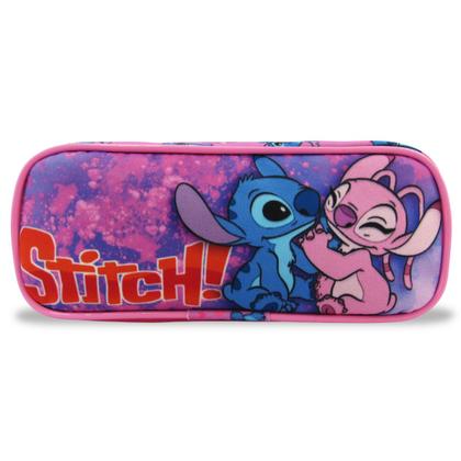 Imagem de Kit Mochila Escolar Infantil Stitch Rodinhas Tam G