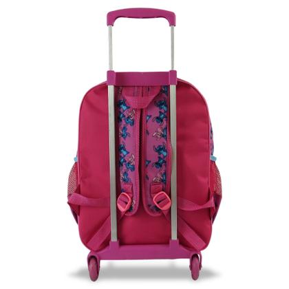 Imagem de Kit Mochila Escolar Infantil Stitch Rosa Rodinhas Tam G