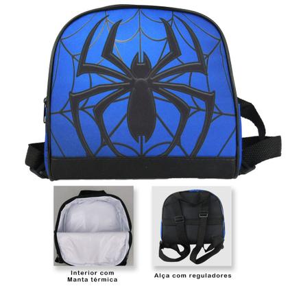 Imagem de Kit Mochila Escolar Infantil Tam G de Rodinhas Spider Azul