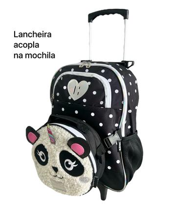 Imagem de Kit Mochila Escolar Infantil Up4you Ursinho Panda Rodinhas G