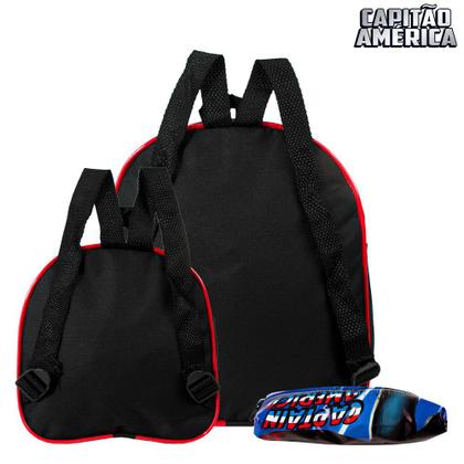 Imagem de Kit Mochila Escolar Marvel Capitão América Lancheira+Estojo