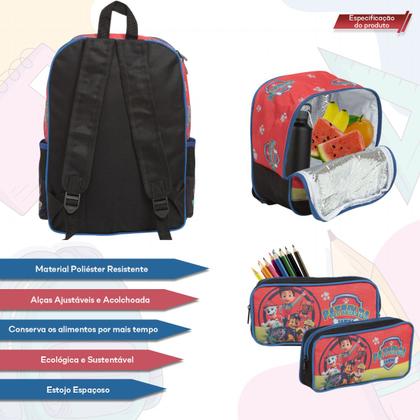 Imagem de Kit Mochila Escolar Masculina Patrulha Canina Desenho Costas
