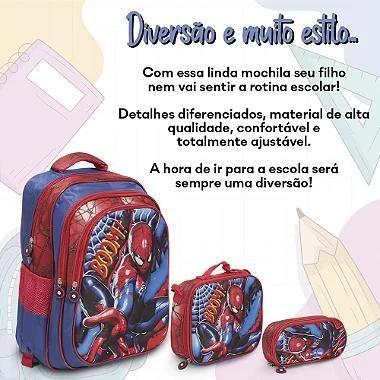 Imagem de Kit Mochila Escolar Masculina Spider Man Lancheira Térmica