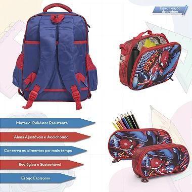 Imagem de Kit Mochila Escolar Masculina Spider Man Lancheira Térmica