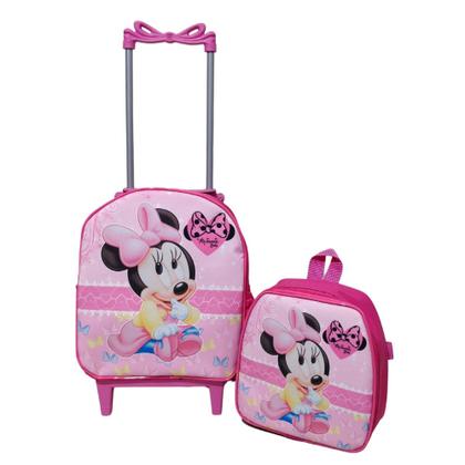 Imagem de Kit Mochila Escolar Minie Baby Rosa Menina