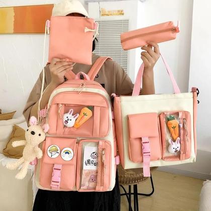 Imagem de Kit Mochila Escolar Passeio Feminina c/ Espaço para Notebook