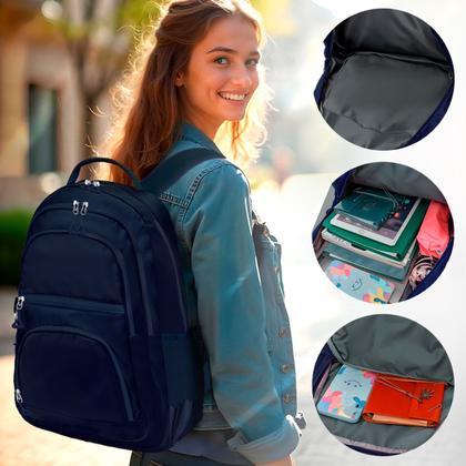 Imagem de Kit Mochila Escolar Passeio Trabalho  Viagens + Fone de Ouvido Via Bluetooth