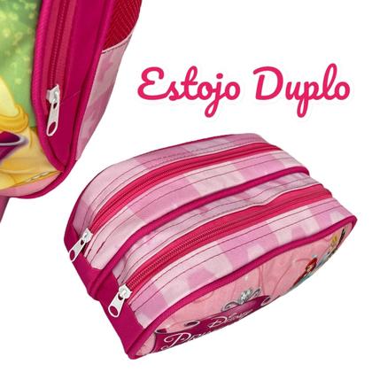 Imagem de Kit Mochila Escolar Princesas Disney Estojo Duplo Lancheira