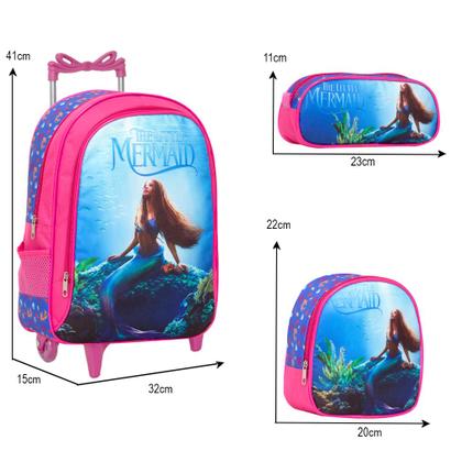 Imagem de Kit Mochila Escolar Rodinha Ariel Com Lancheira Infantil