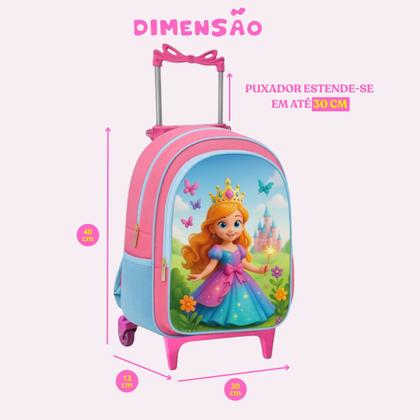 Imagem de Kit Mochila Escolar Rodinha Completo Menina Liz com Estojo e Lancheira Térmica
