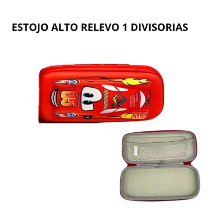 Imagem de Kit Mochila Escolar Rodinhas Reforçada Carros 3d Alto Relevo