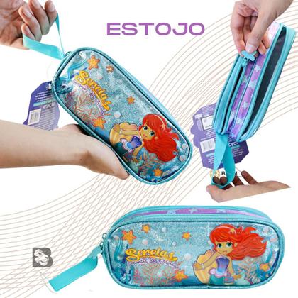 Kit Mochila Escolar Sereia Encanto dos Mares Com Rodinhas Lancheira e Estojo Duplo Para Menina Reforçada - Clio Style Imagem de Kit Mochila Escolar Sereia Encanto dos Mares Com Rodinhas Lancheira e Estojo Duplo Para Menina Reforçada