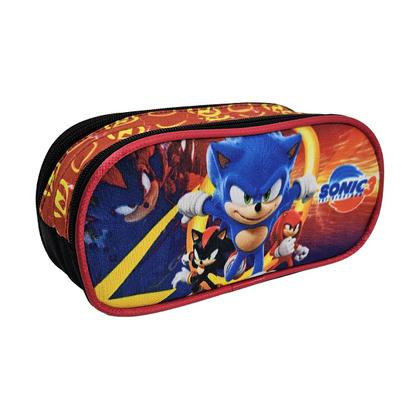 Imagem de Kit Mochila Escolar Sonic 3 Com Rodinhas, Lancheira e Estojo