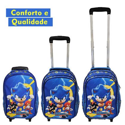 Imagem de Kit Mochila Escolar Sonic Com Rodinhas, Lancheira e Estojo, Sonic 3